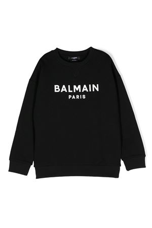 Cotton Sweatshirt Black BALMAIN PARIS KIDS | BS4R20Z0001930BC